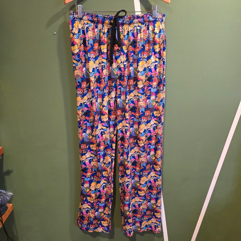 Nickelodeon‎ Rugrats All Over Print Pajama Pants Men XL Blue Cartoon Sleepwear